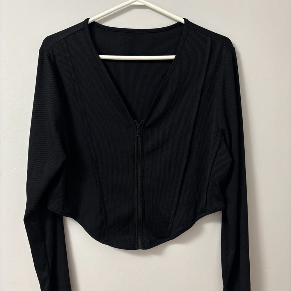SHEIN Black Fitted 3/4 Sleeve Bodysuit Top
